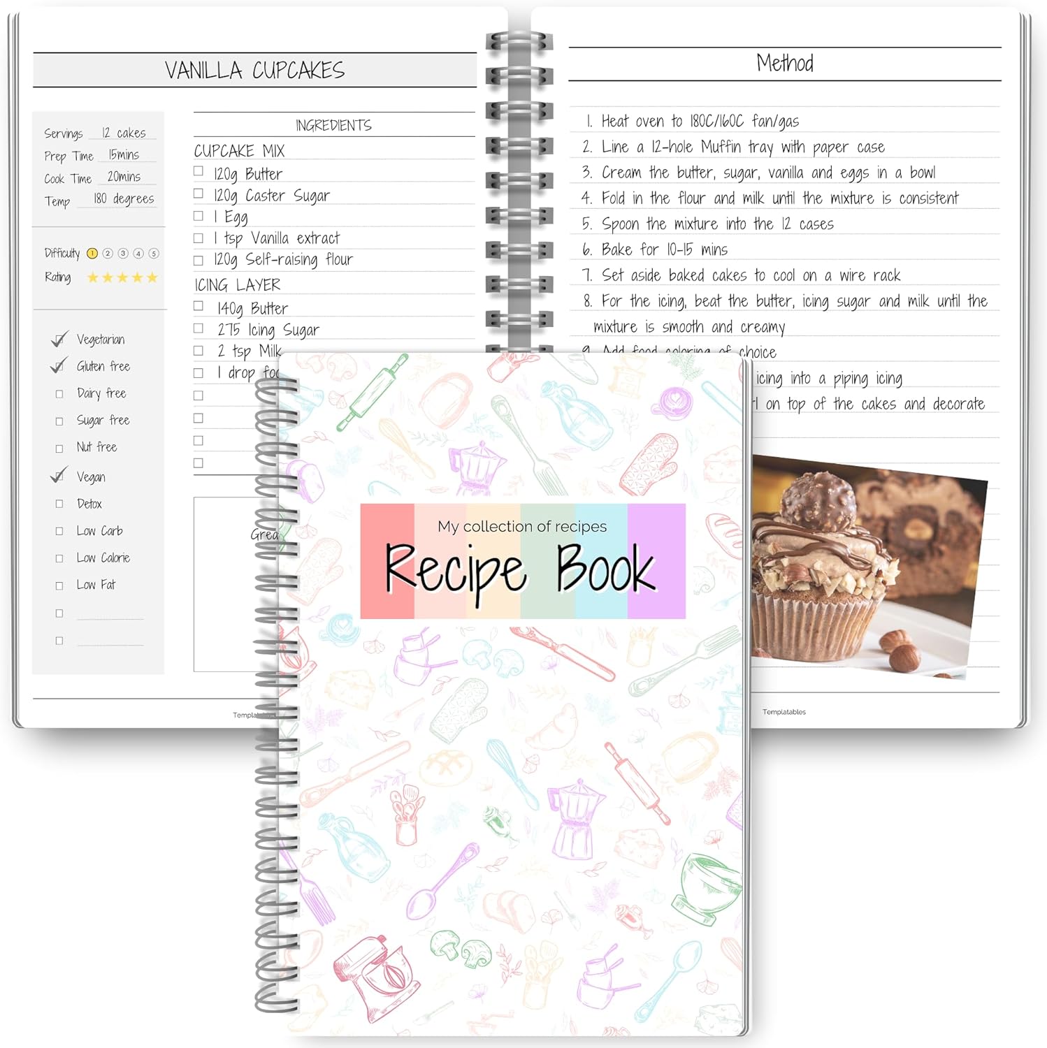 Templatables Recipe Notebook & Family Cookbook: Blank Recipe Book to Create and Organize Your Own Personalized Recipe Collection | A5 Mono