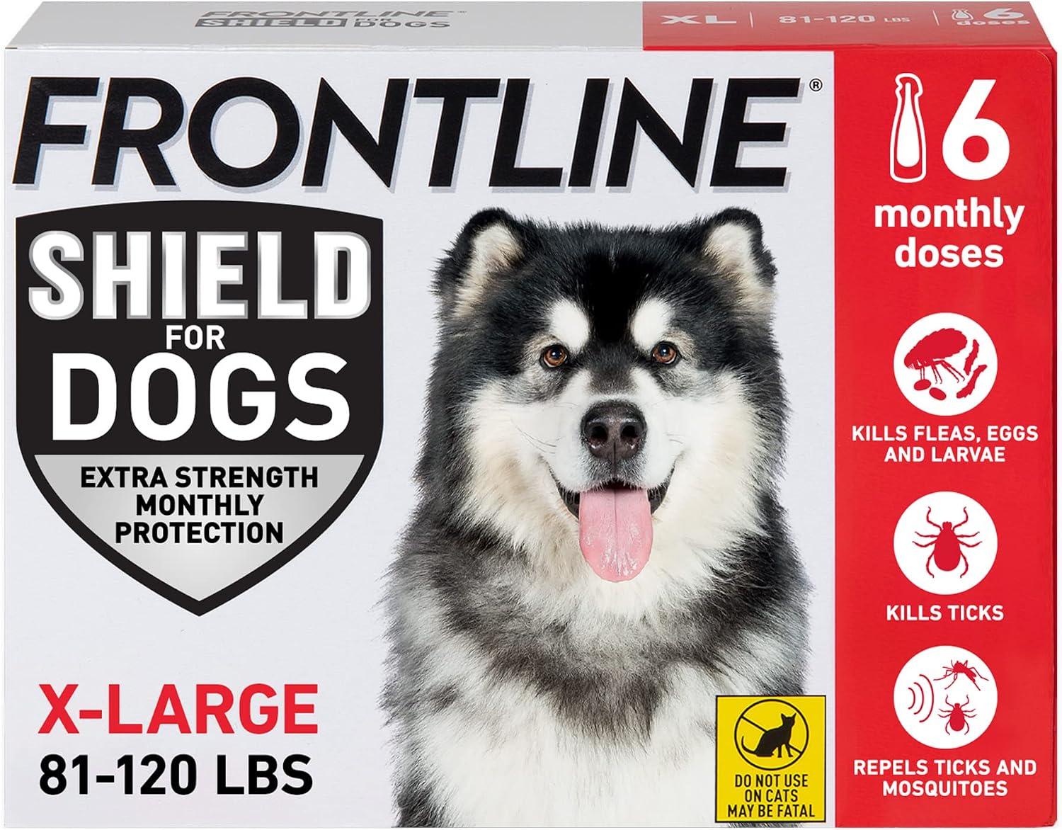 Frontline Shield Flea & Tick Treatment for X-Large Dogs 81-120 lbs. Count of 6