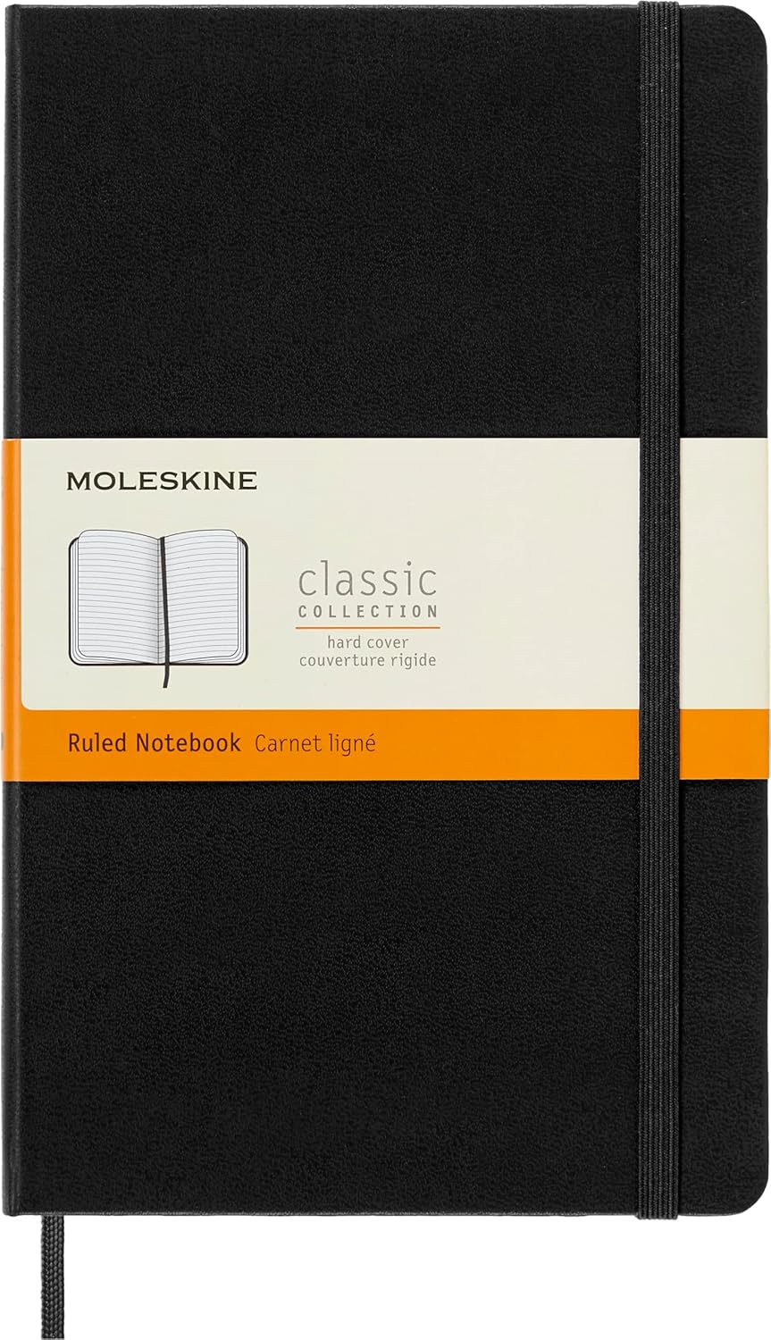 Moleskine Classic Notebook, Large, Ruled, Black, Hard Cover (5 X 8.25)