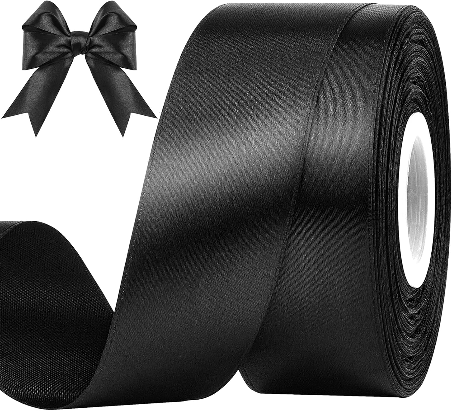 Black Satin Ribbon, 1-1/2 Inches, 50 Yards