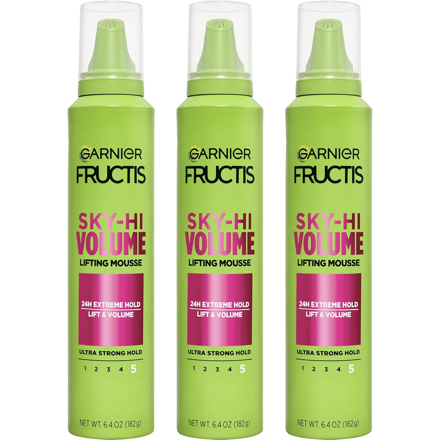 Garnier Fructis Style Sky-Hi Volume Mousse, Extreme Hold, 6.4 Oz, 3 Count (Packaging May Vary)