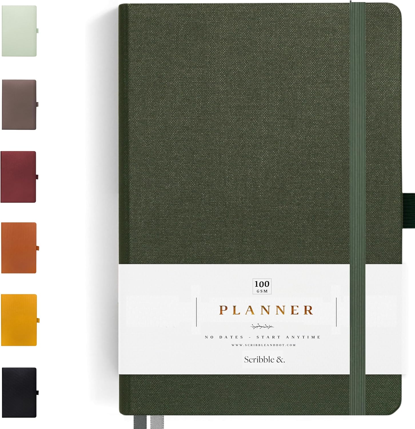 Scribble & Dot® A Daily Planner, Weekly and Monthly Layout | Achieve Your Goals With This Weekly Organiser Diary, A5 size, Hardcover Agenda. Start Anytime (Forest)
