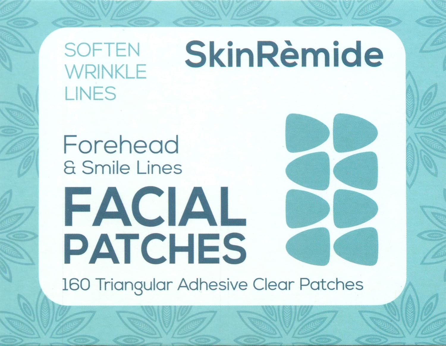 Facial Patches to Smooth Lines & Wrinkles, Skinremide Anti Wrinkle 160 Clear Adhesive Patches.Triangular shapes for Forehead Wrinkles and Smile Lines and Wrinkles, Stops frowning
