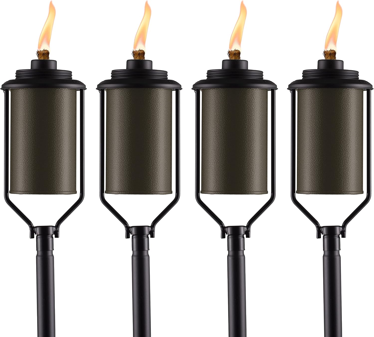 TIKI Easy Install 4-Pack Simply Metal Torches – Bronze Decorative Outdoor Lighting for Patio, Lawn, Backyard & Garden | 65" | Weather-Resistant | Includes Long-Lasting Wick & Snuffer