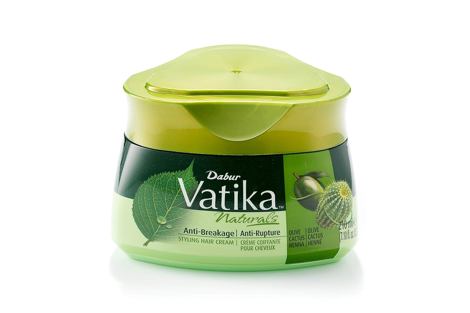 Vatika Naturals Styling Cream for Long, Curly, Dry, Color-treated Hair - with Coconut Blend, Hair & Combing Cream for Frizz-Free, Hydrated, Coconut & Lotion - Cactus - 210ml