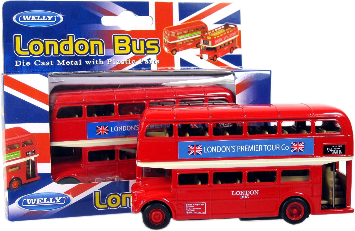 London Red Bus - De Luxe Double Decker Red Bus Model Made of Die Cast Metal and Plastic Parts