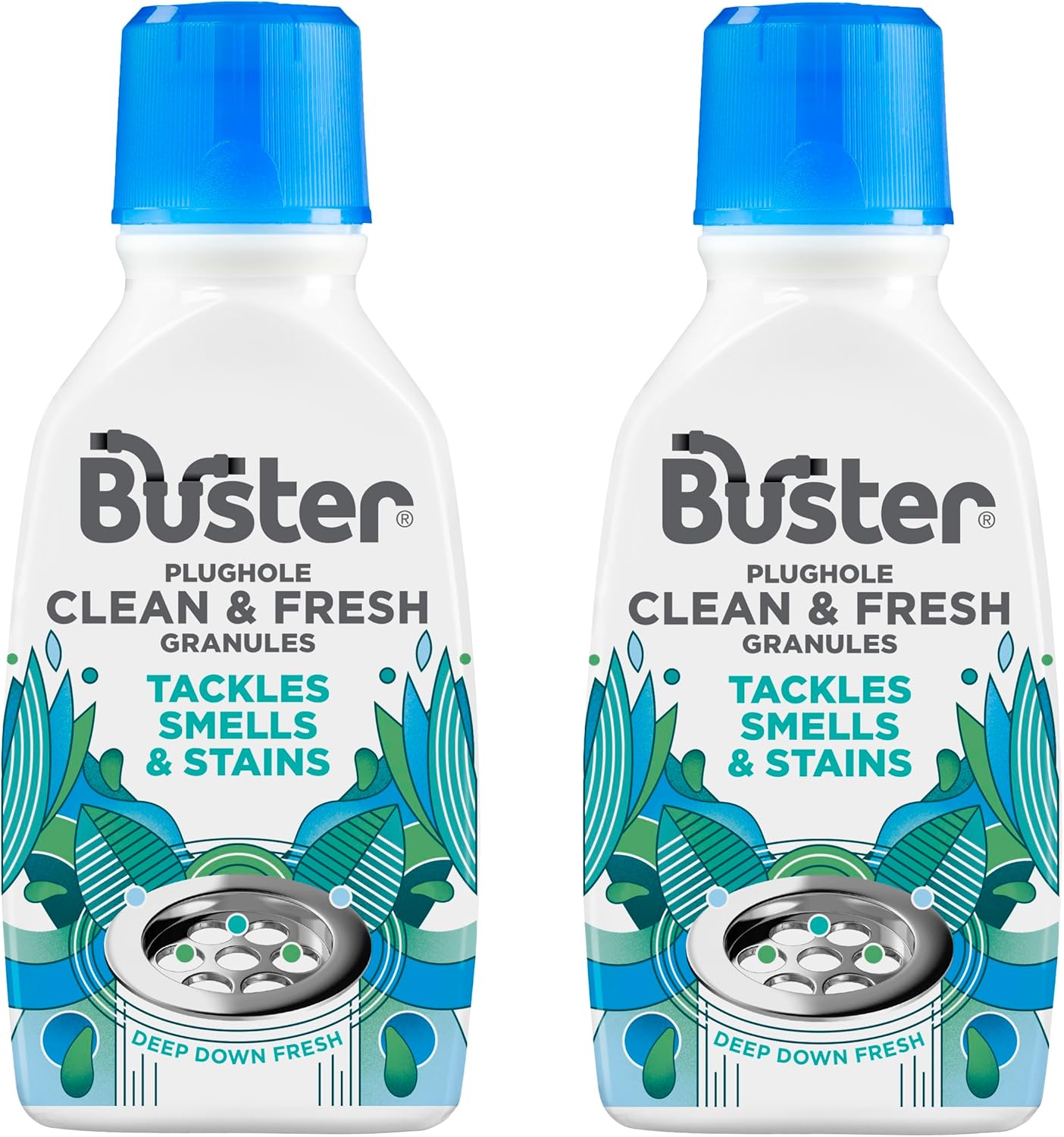Buster Clean & Fresh Granules, 2 Pack - Tackle Smells and Stains for Clean and Fresh Plugholes, Drains, Dishwashers and Washing Machines - Fast Acting and Lasting Results