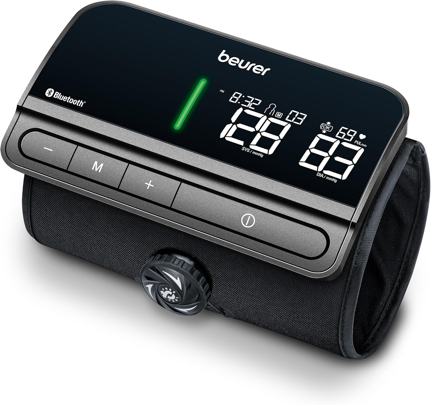 Beurer BM81 easyLock Automatic Upper Arm Blood Pressure Monitor, Fully Electronic Smart Cuff Without Cables, Gentle Striction Plus Fast Measurement, Bluetooth, 240 Memory Sets