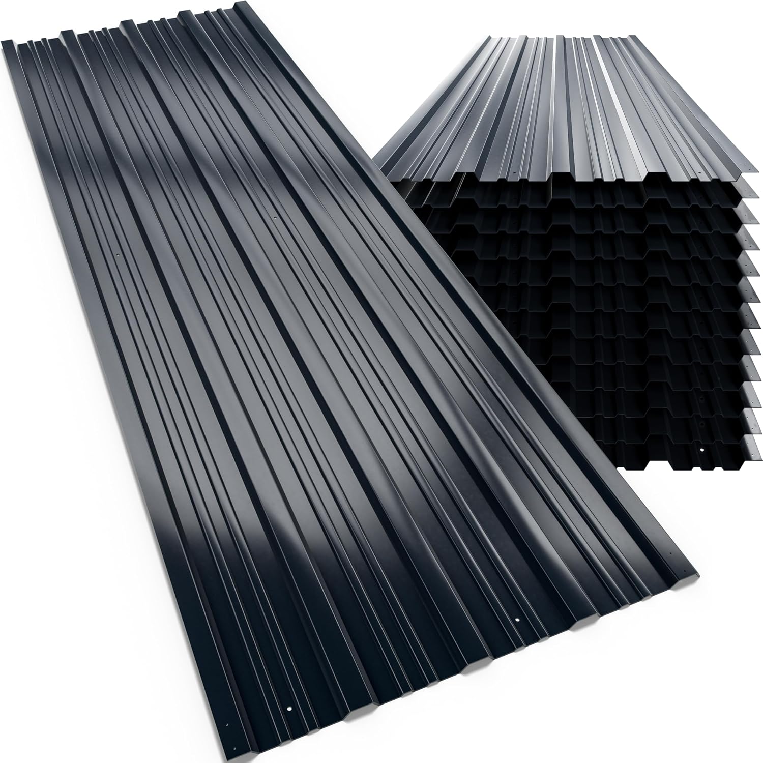 GARDEBRUK® 12x Corrugated Metal Roofing Sheets, 129x46cm, Anthracite Grey