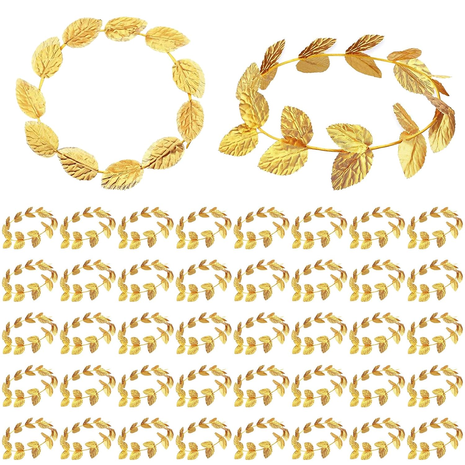 Gold Laurel Crown Leaf Greek Goddess Headpiece for Women Toga Party, 12 Pcs