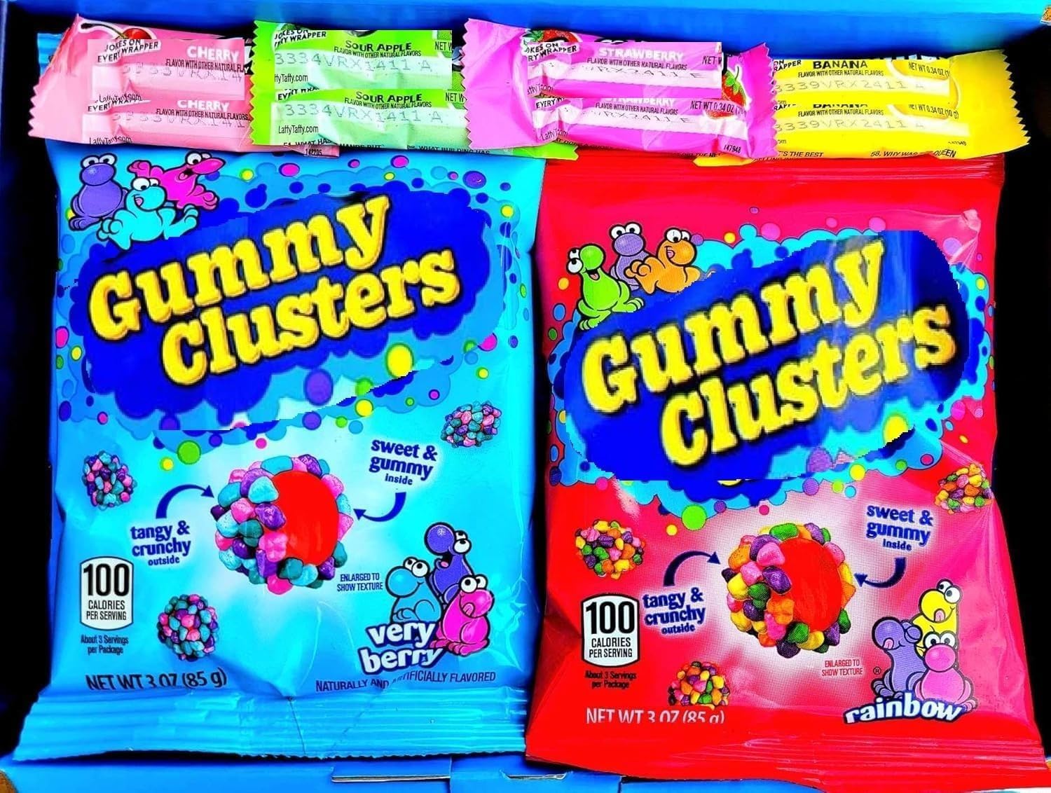 American Gummy Clusters Red & Blue Sweets Hamper | Party Candy | Classic Retro USA Treats | Perfect for Birthday Christmas | BY INTERGALACTIC SWEETS