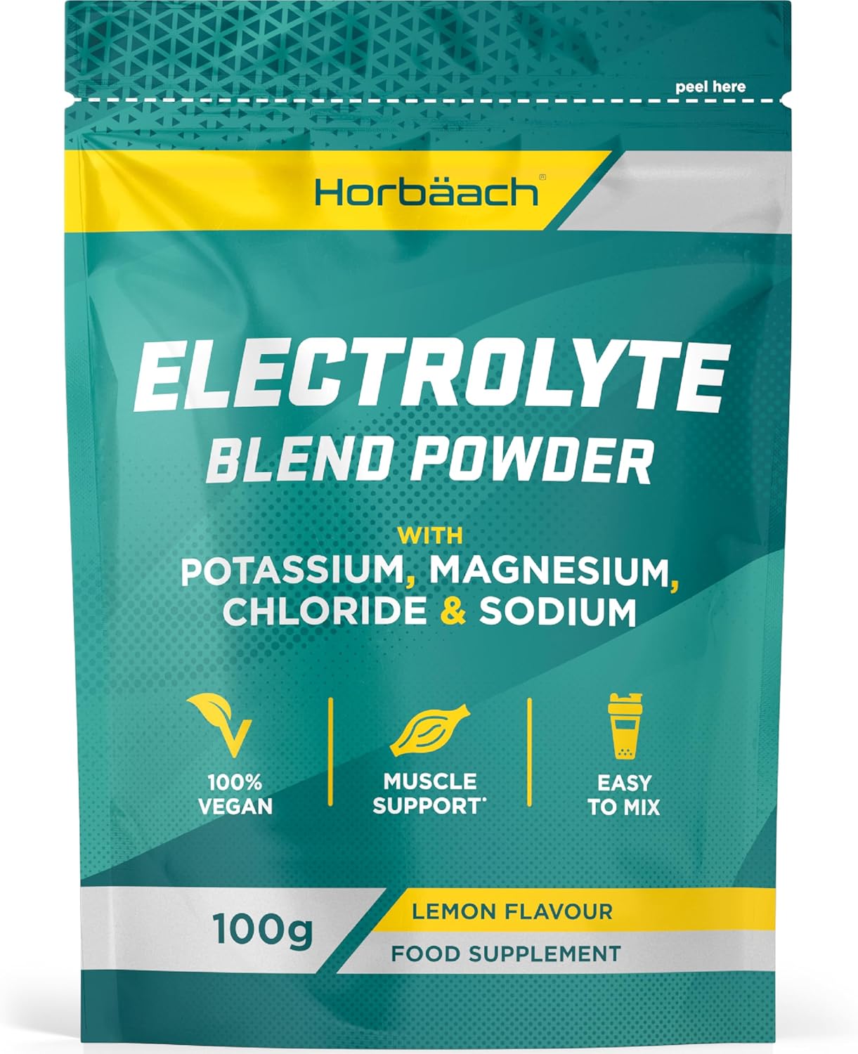 Electrolytes Powder | Keto & Fasting Electrolytes Drink | Lemon Flavoured Supplement with Potassium, Magnesium, Chloride & Sodium | Vegan | 100g | by Horbaach