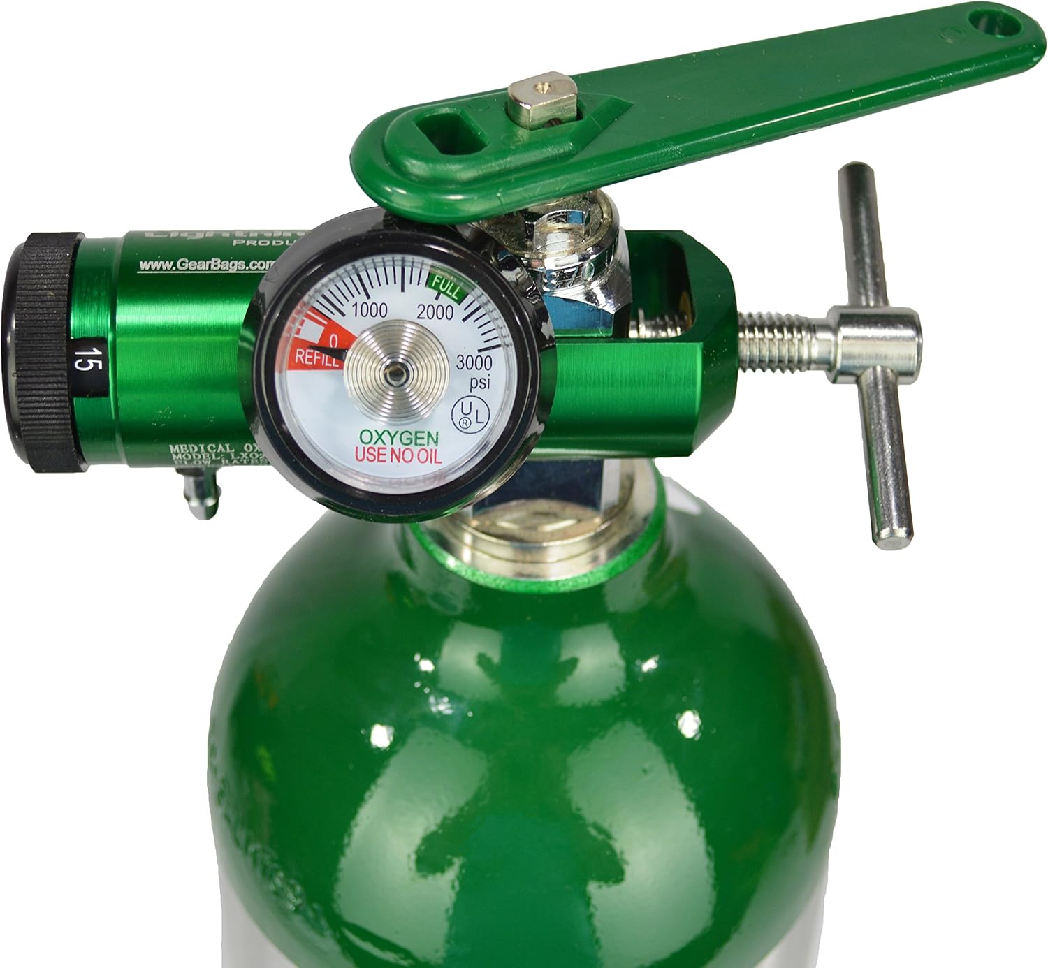 Lightning X Products O2 Mini Oxygen Regulator CGA-870 Gauge Flow Rate 0-15lpm with Wrench