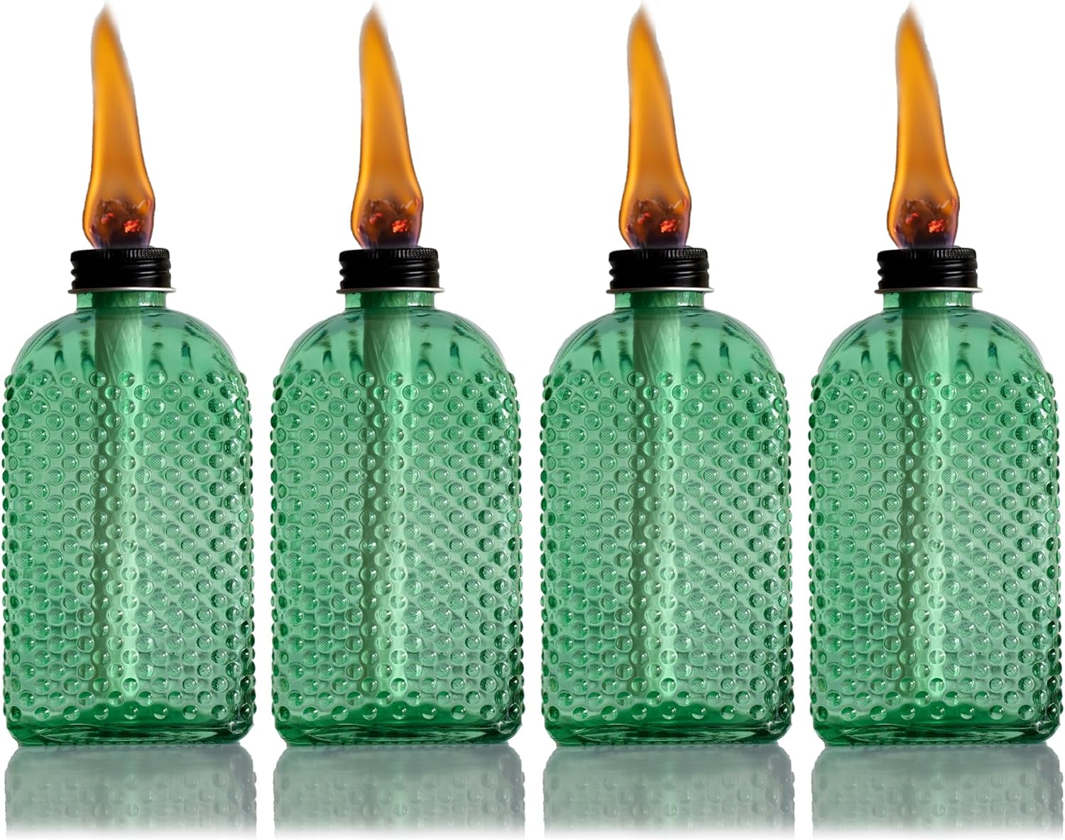 4-Pack Table Torch,Torch Wicks, Torch Light,Tabletop Torch,Citronella Torch,Garden Torch,Patio Torches (Square Bottle, Blue) (Green)