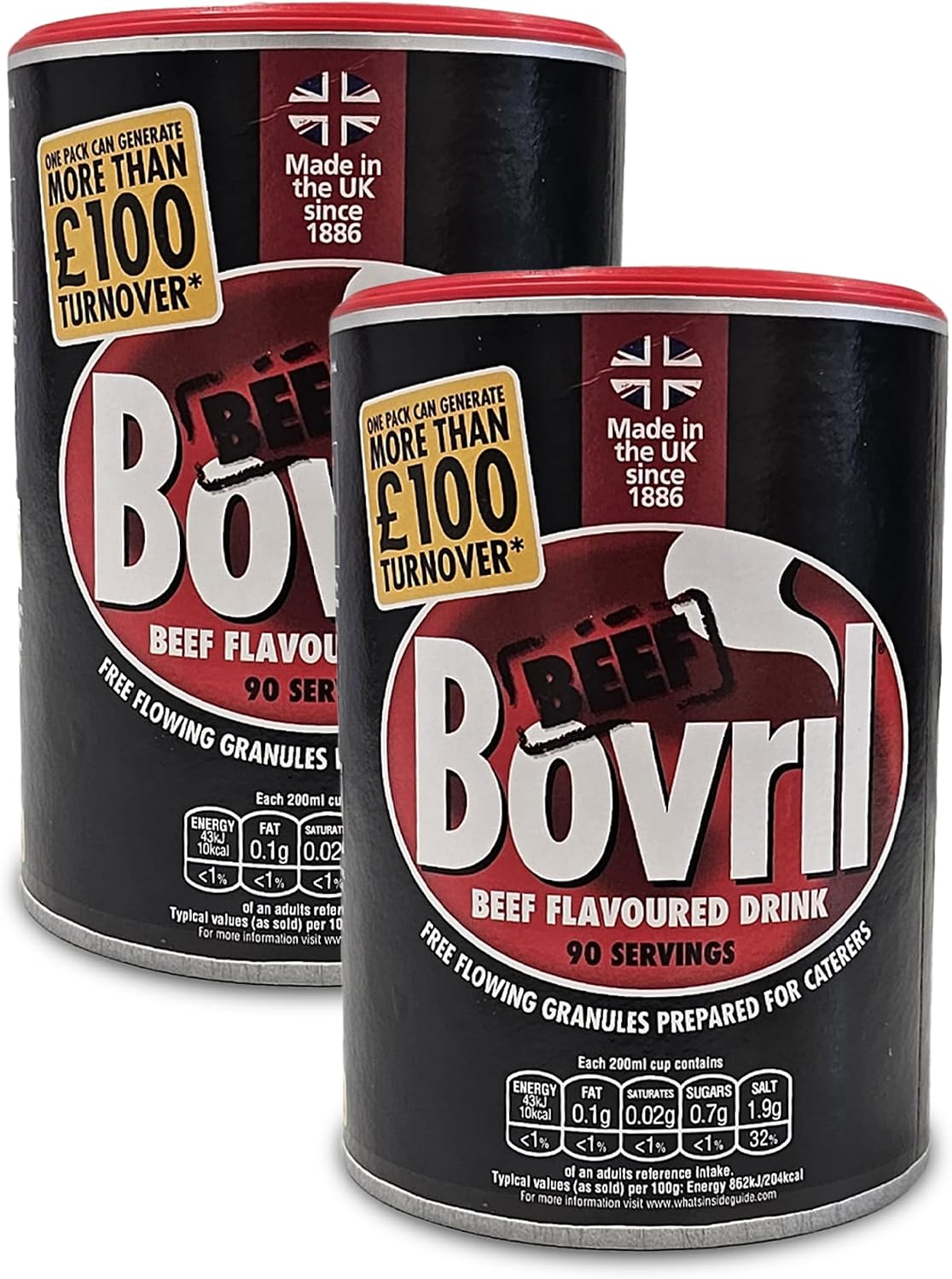 Bovril Beef Flavoured Drink 2 x 450g Catering Tub Granules 180 Servings BRITISH FOOD SHOP (BFSBOV2)