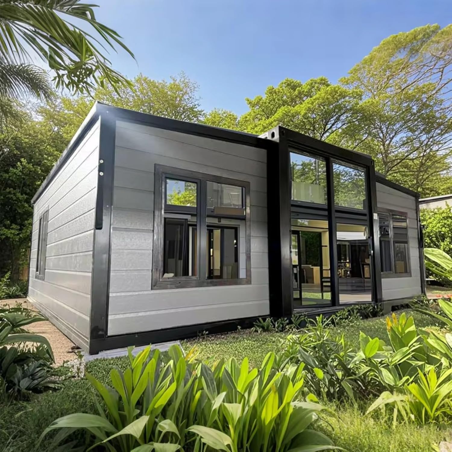 Prefabricated Tiny Home to Live in for Adults, Folding Expandable Container House Living Mobile Modular Tiny Home for Sale Prefab with 1 2 3 4 Bedroom 1 Full Equipped Bathroom & Kitchen