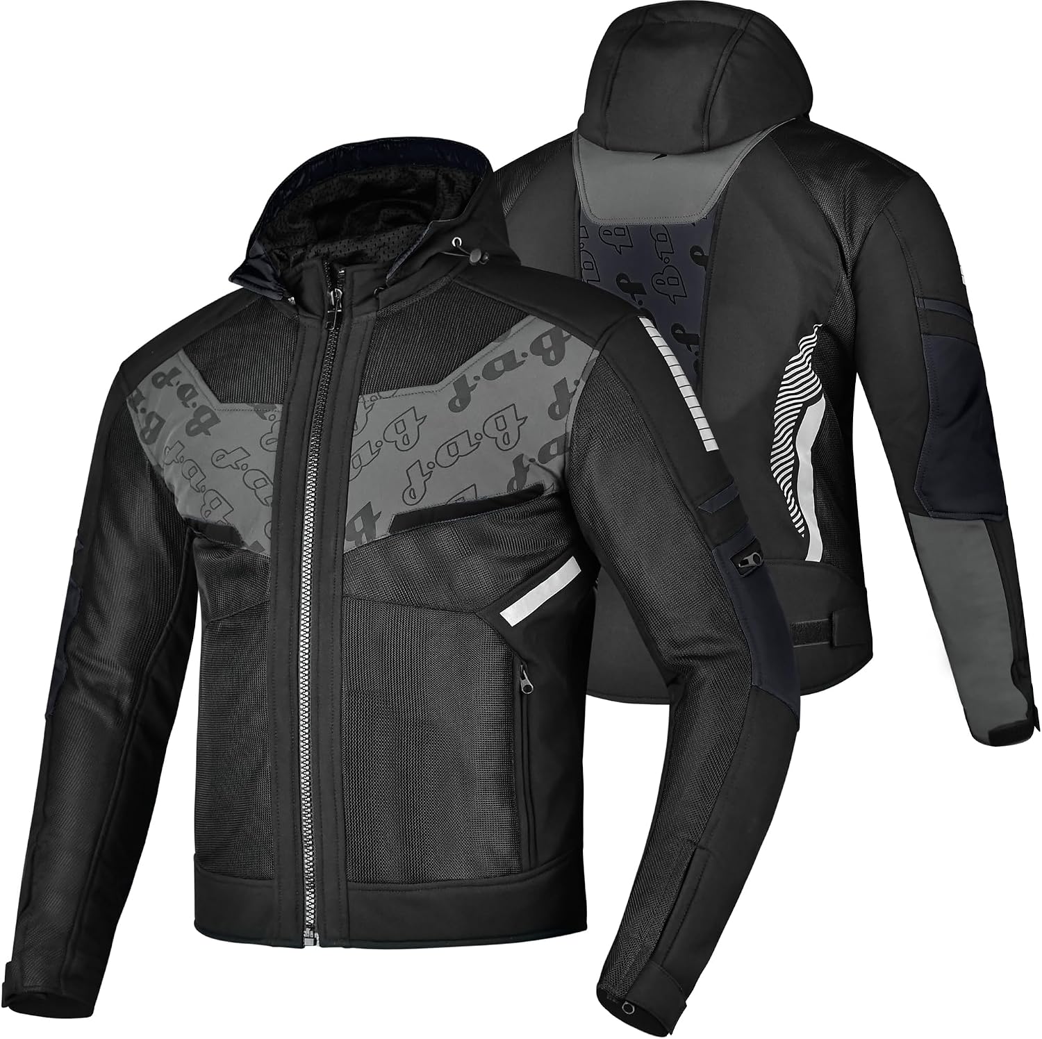 J.A.G. Mesh Motorcycle Jacket - Breathable Summer CE Armored Motorcycle Hoodie for Men, Protective Riding, Biker Jacket