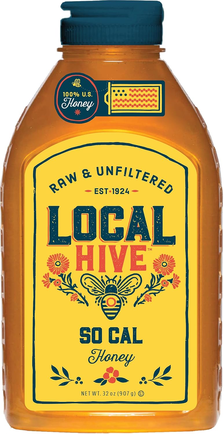 Local Hive Southern California Raw & Unfiltered – 32 oz | 100% Pure U.S. Honey | Natural Sweetener Sourced from American Bees & Beekeepers | Smooth Citrusy Flavor | Ideal for Tea, Baking & Cooking