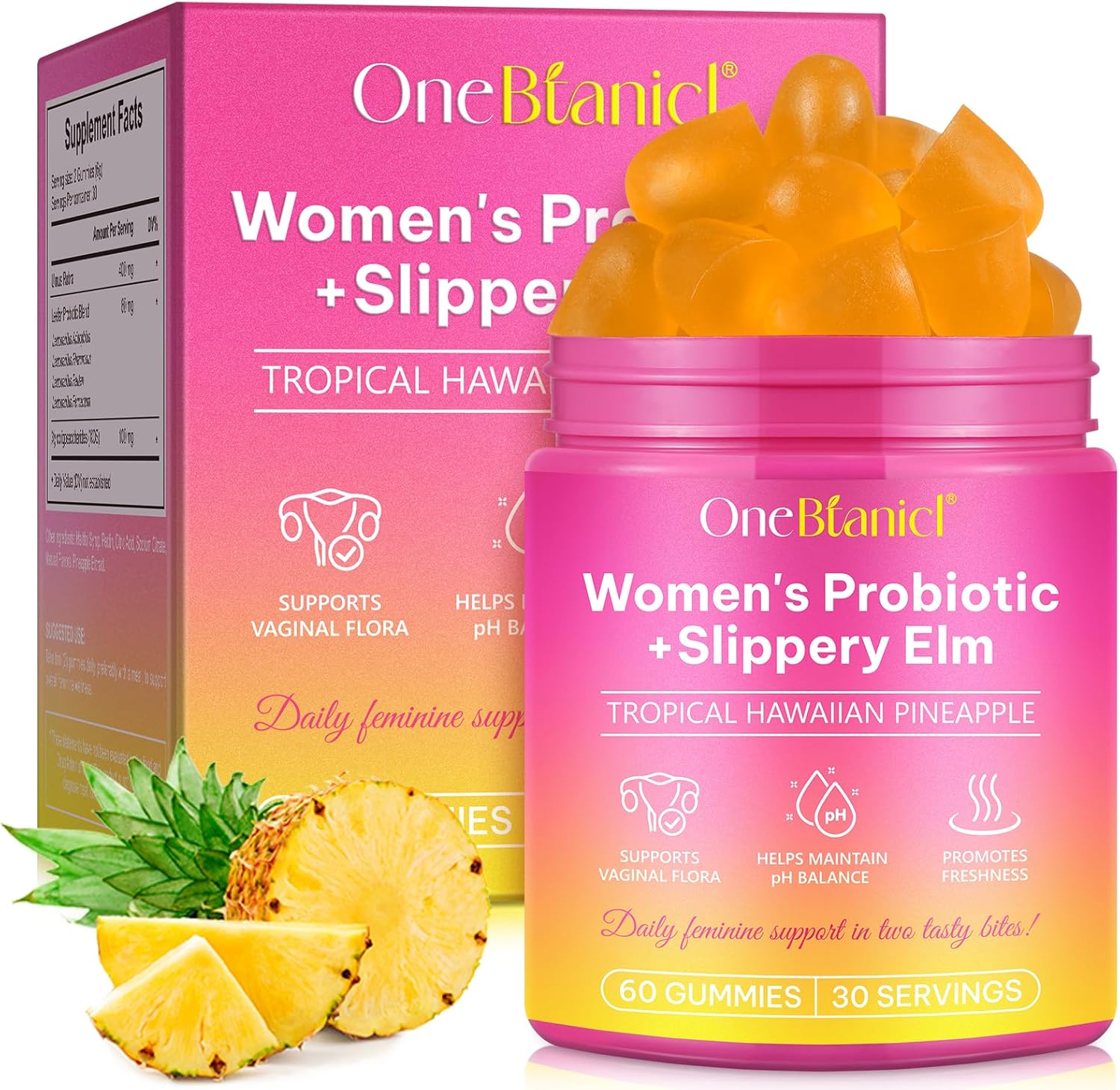 Probiotics Gummies for Women, Vaginal Probiotics Gut Gummies for Intimate Health, Immune Support & Gut Health, Feminine Balance 60 Pieces
