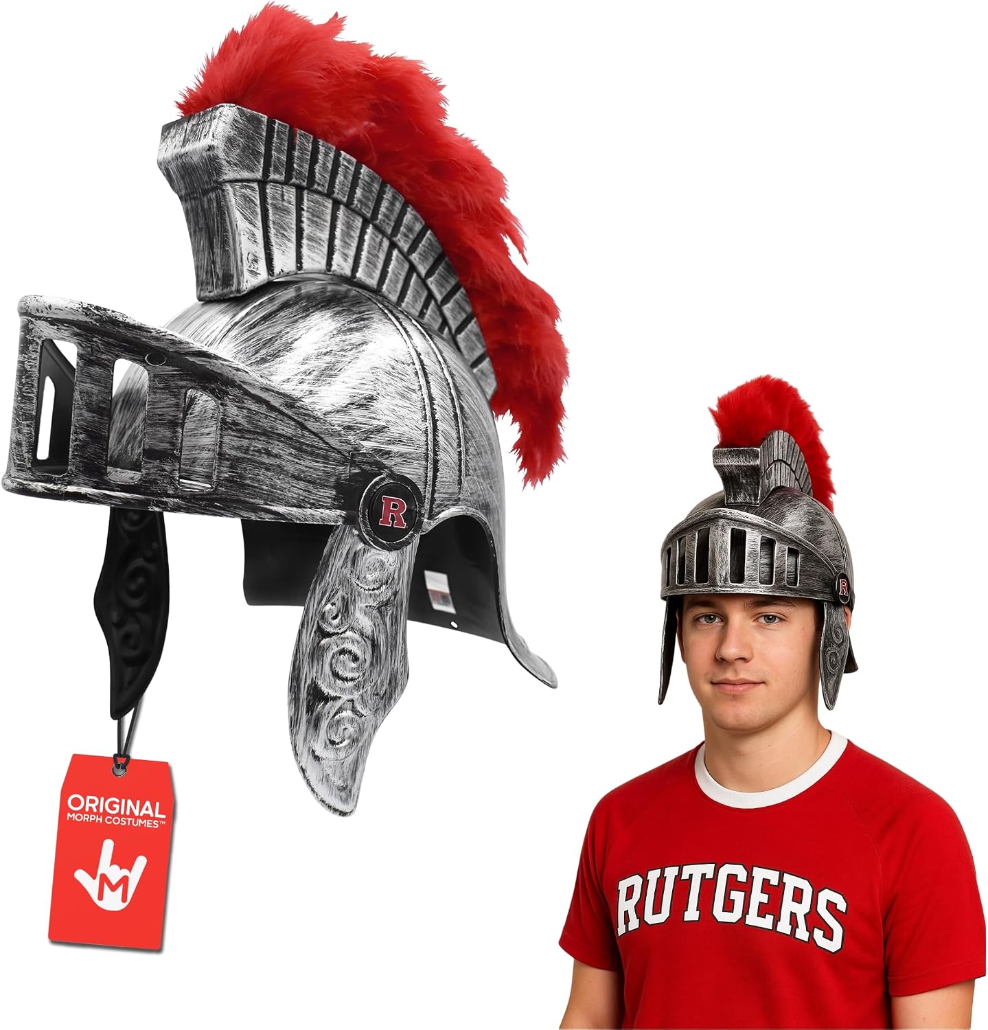 Nicky Bigs Novelties Rutgers University Unisex-Adult Sir Henry The Scarlet Knight Helmet Mascot Costume Accessory