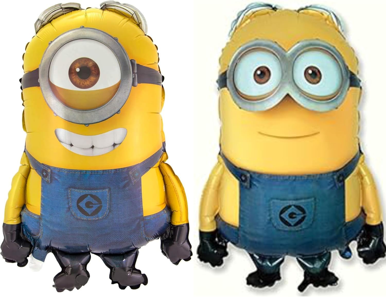 Toyland® Pack Of 2 - 75cm (30") Minion Foil Balloons - 1 x Dave & 1 x Stuart Shaped Character Foil Balloons - Children's Party Balloons