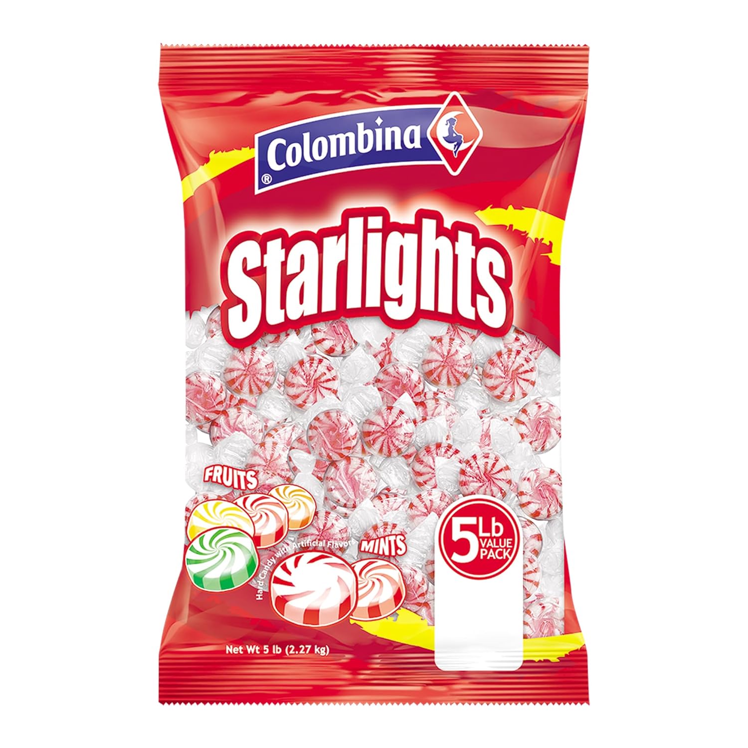 Colombina Starlight Mints, Individually Wrapped Refreshing Mints, Ideal Peppermint Candies for Sharing, Candy Dishes and Holidays (5 Lbs)