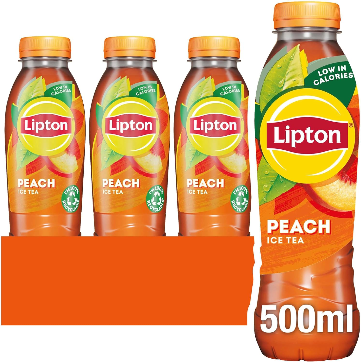 Lipton Peach Bottled Ice Tea 500 ml (Pack of 24), Low Calorie Soft Drink, 100% Black Tea Extract