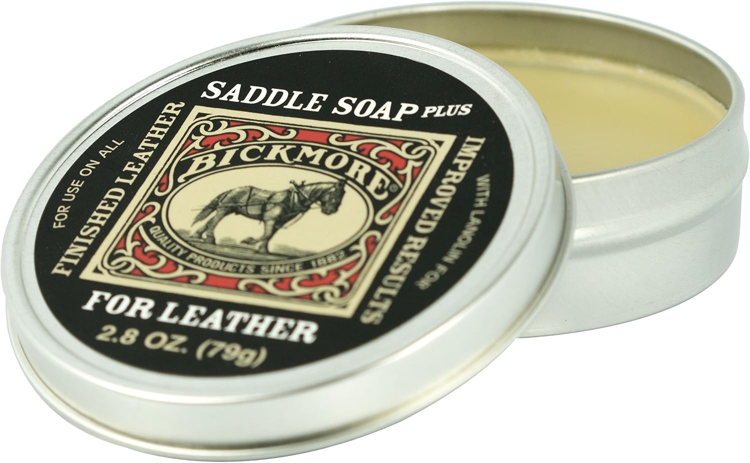 Bickmore Saddle Soap Plus - 2.8oz - Leather Cleaner & Conditioner With Lanolin - Restorer, Moisturizer, and Protector