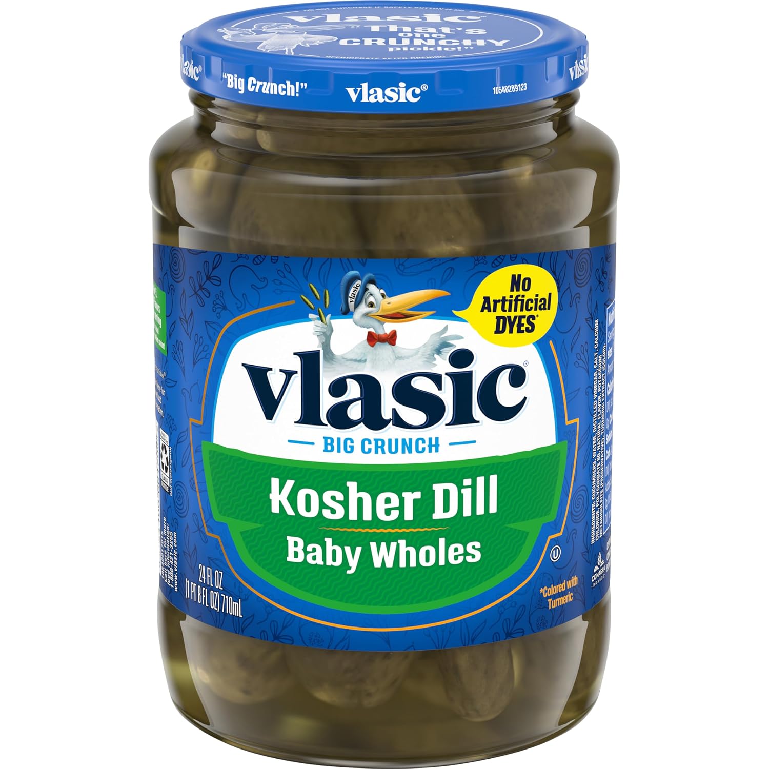 Vlasic Kosher Dill Baby Whole Pickles, Keto Friendly, 24 FL OZ