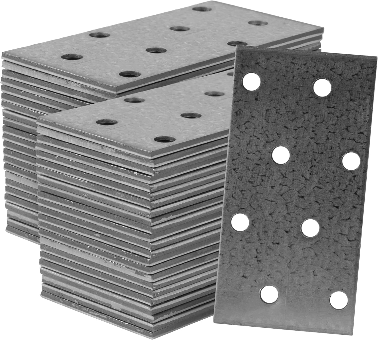 Repa Market Flat Metal Brackets Mending Plates - 80 x 40 mm / Pack of 48 - Heavy Duty Steel Plate Brackets - Metal Joining Plates for Wood - Home Improvement Flat Wall Joining Plates (3" x 1.50")