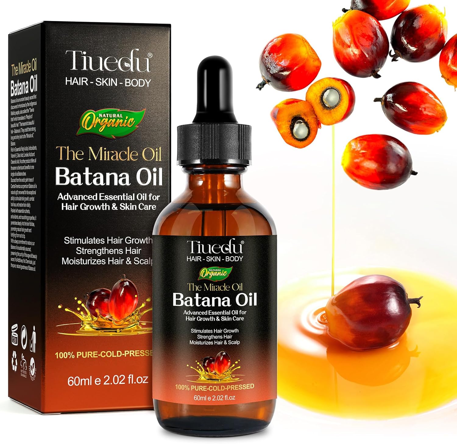 CCKULOOB Batana Oil for Hair Growth, Organic100% Natural &Pure Batana Oil, Hair Growth Oil, Scalp Care, Moisturizing Essential Oils, Prevent Hair Loss for Men & Women, 60ml