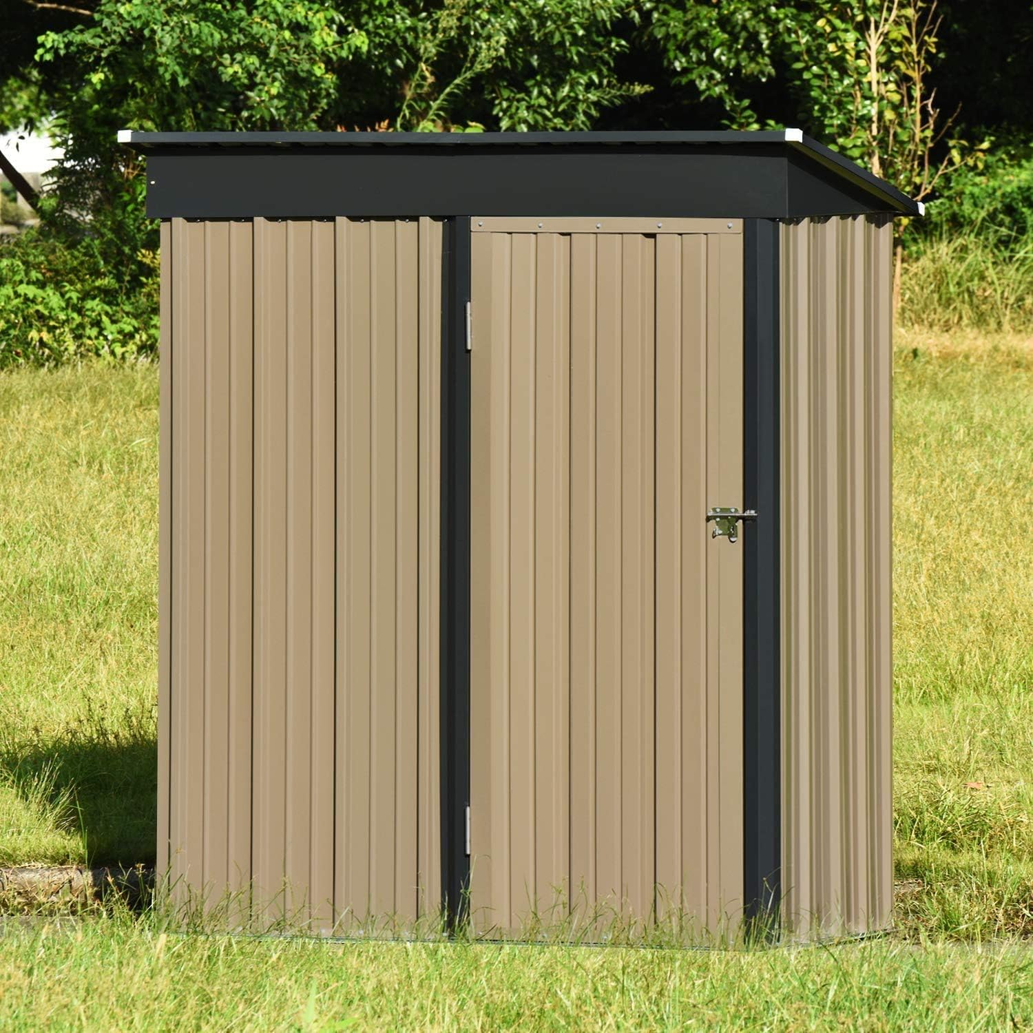 Metal Outdoor Garden Storage Lockable Bike Shed Tool Building Box with Foundation Ventilation 3 Sizes (5FT x 3FT)