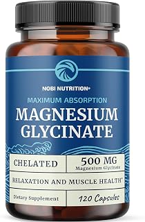 Magnesium Glycinate 500mg | Chelated for Muscle Relaxation, Bones, Heart, Nerve, Sleep & Calm Support for Women & Men | High Absorption Magnesium Chelate Supplement & Bisglycinate Complex | 120ct