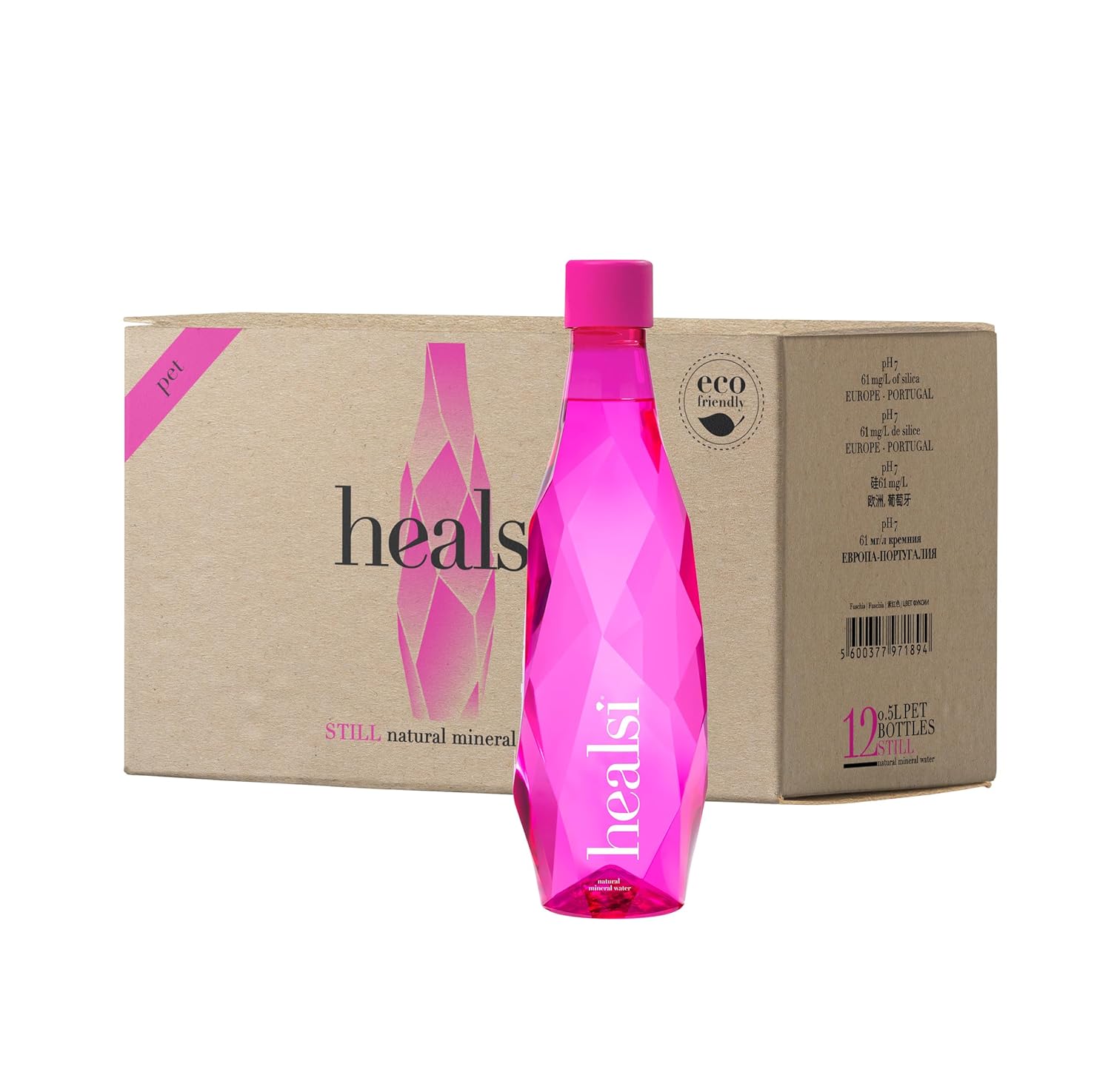 Healsi Natural Artesian Still Water, pH7, Rich in Silica, 12 x 16.9 fl oz – Fuchsia | Silica-Rich Water for Hydration & Skin Health | Refreshing, Balanced pH