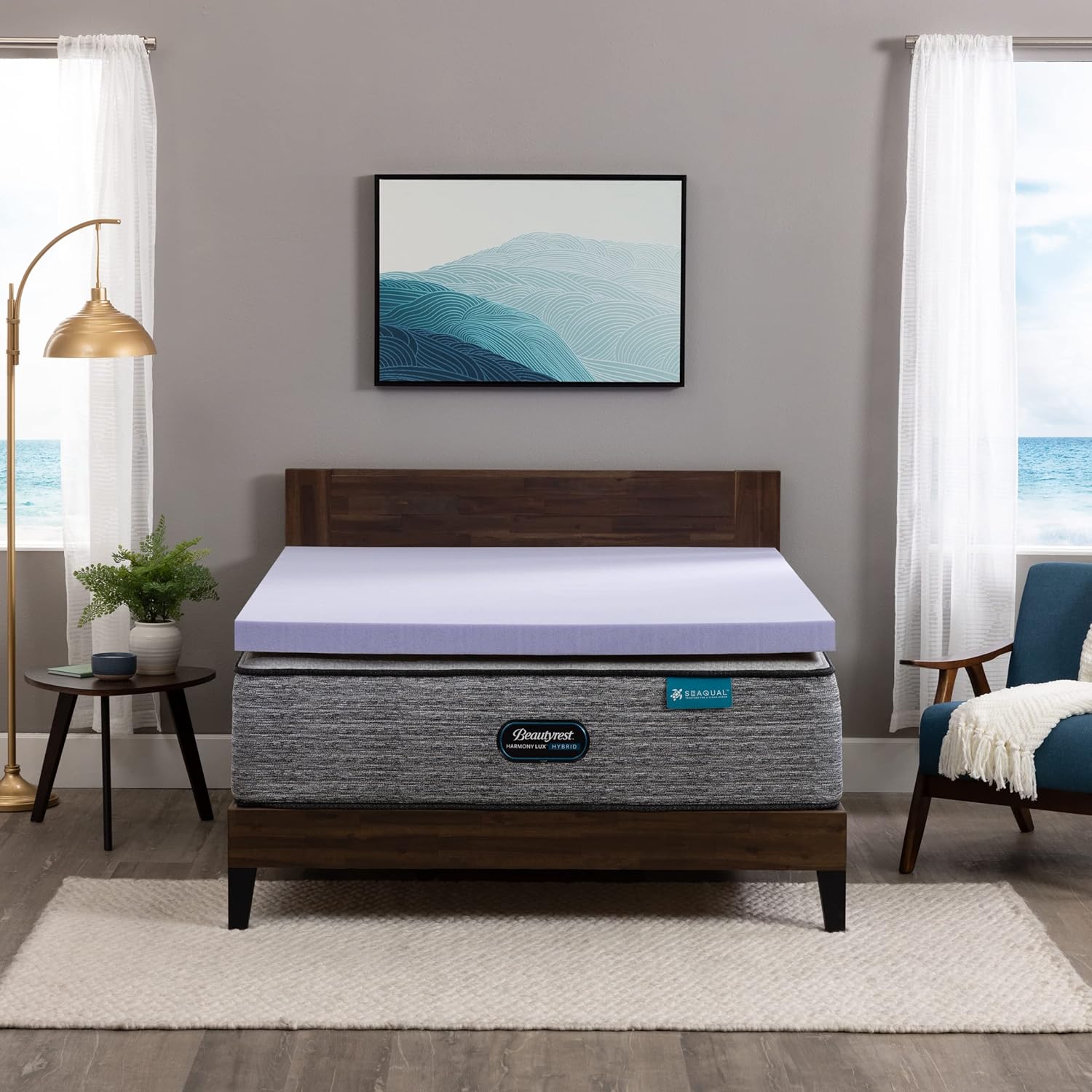 BEAUTYREST, Lavender Colored, Aloe Gel Bead, Pressure Relieving Memory Foam Mattress Topper, 3 inch, Full