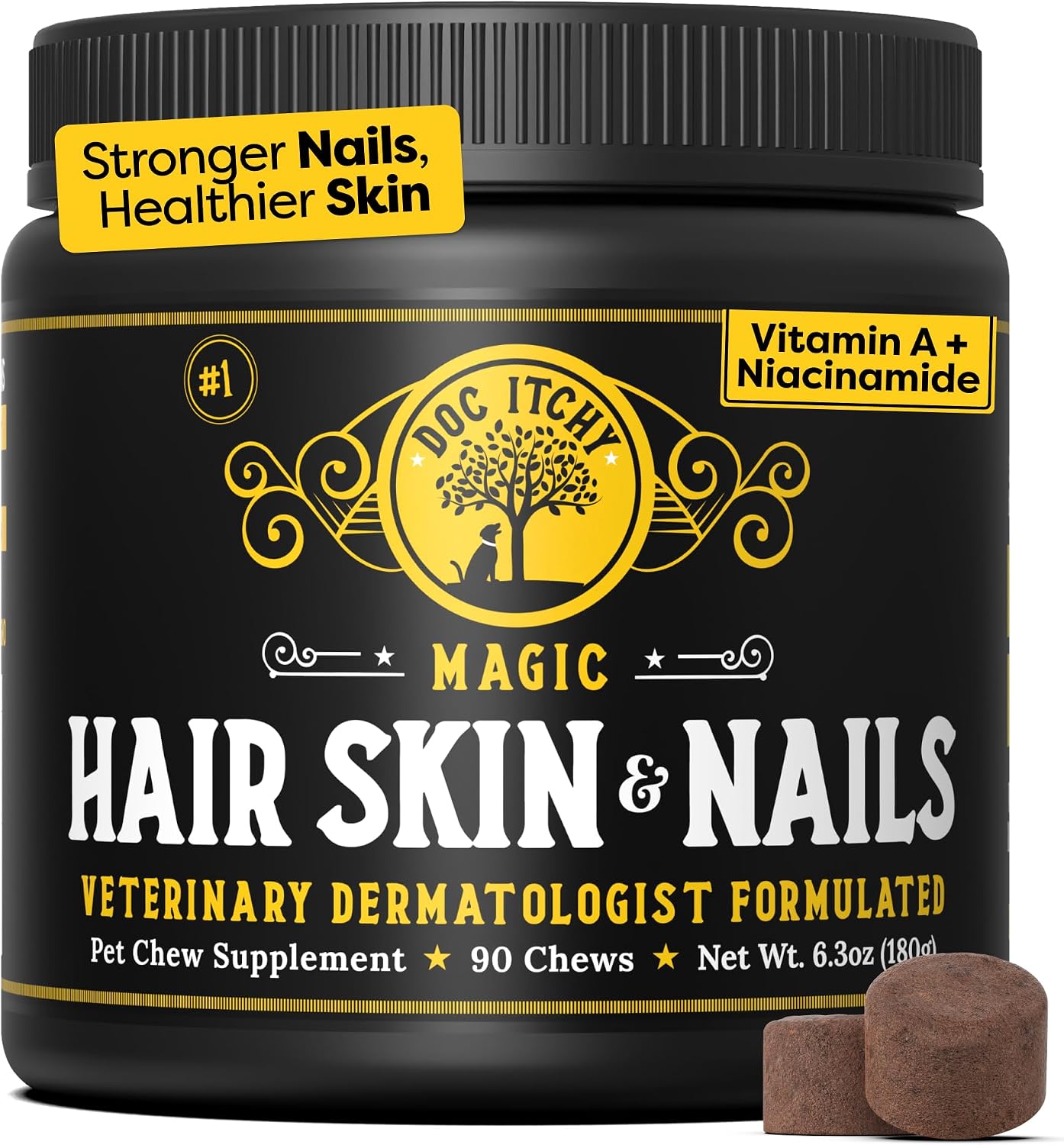 Doc Itchy Medical-Strength Hair Skin & Nails Dog Supplement: Peanut Butter