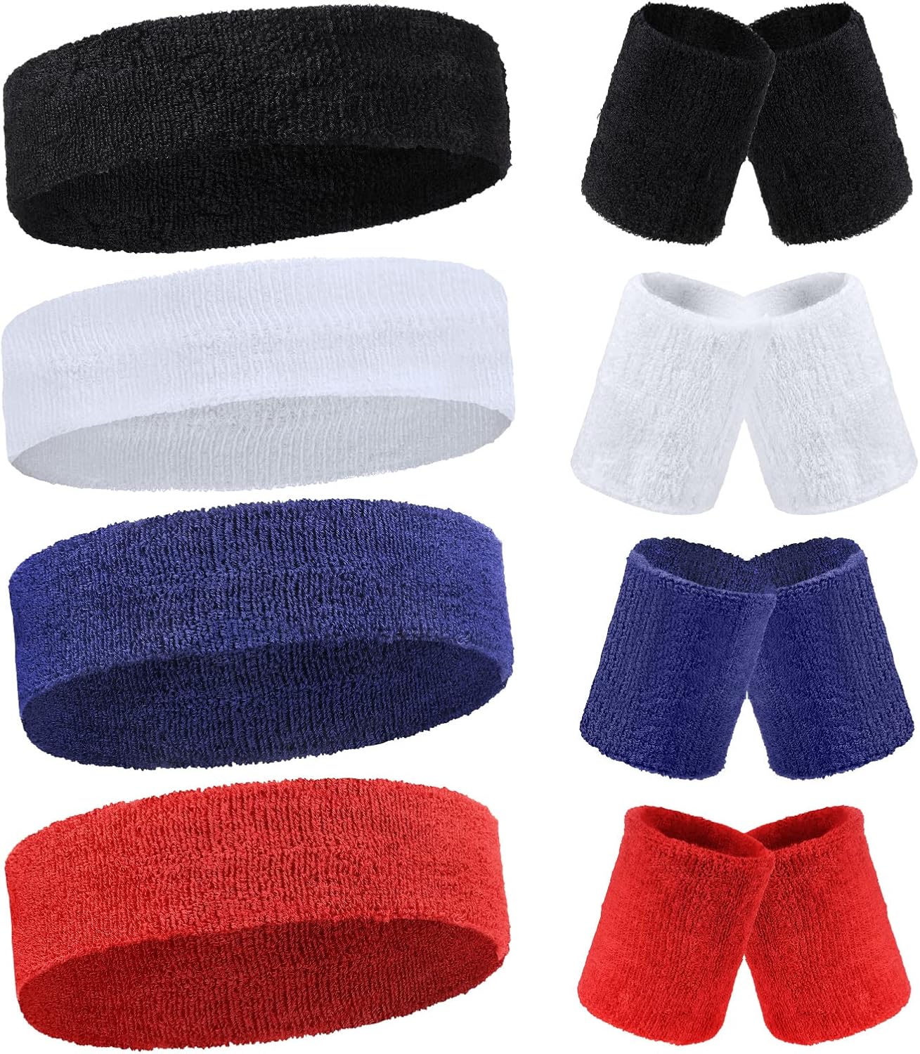 Civaner 12 Pcs Neon Sweatbands Wrist Headbands for Men Women 80s 90s Sports Cotton Headbands Terry Cloth Athletic Sweat Bands for Tennis Football Gym Workingout Accessories