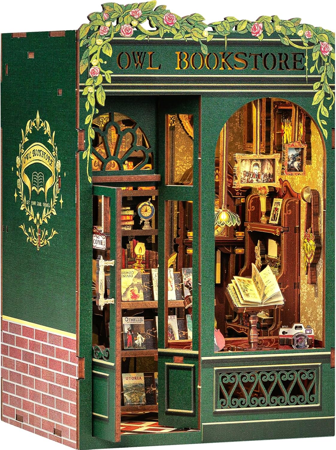 Cutefun Book Nook - 3D Wooden Puzzles for Adults, 139pcs, DIY Miniature House Kit Bookshelf Decor Nook Puzzle Tiny House Gifts for Women Teenagers Book Lovers (OWL Bookstore）