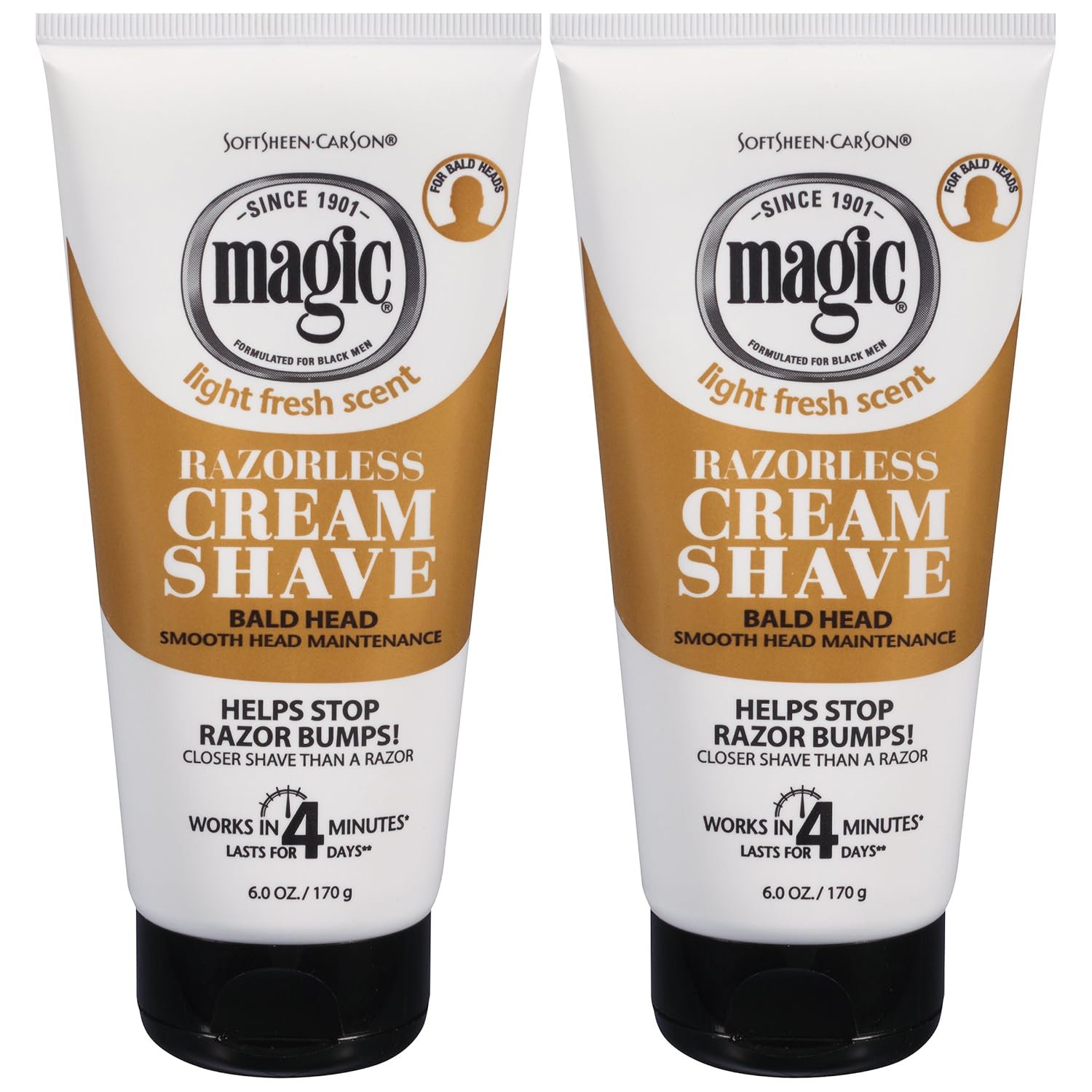 SoftSheen-Carson Magic Razorless Shaving Cream, Hair Removal Cream, Depilatory Cream, Works in 4 Minutes for Coarse, Curly Hair, 2 Count