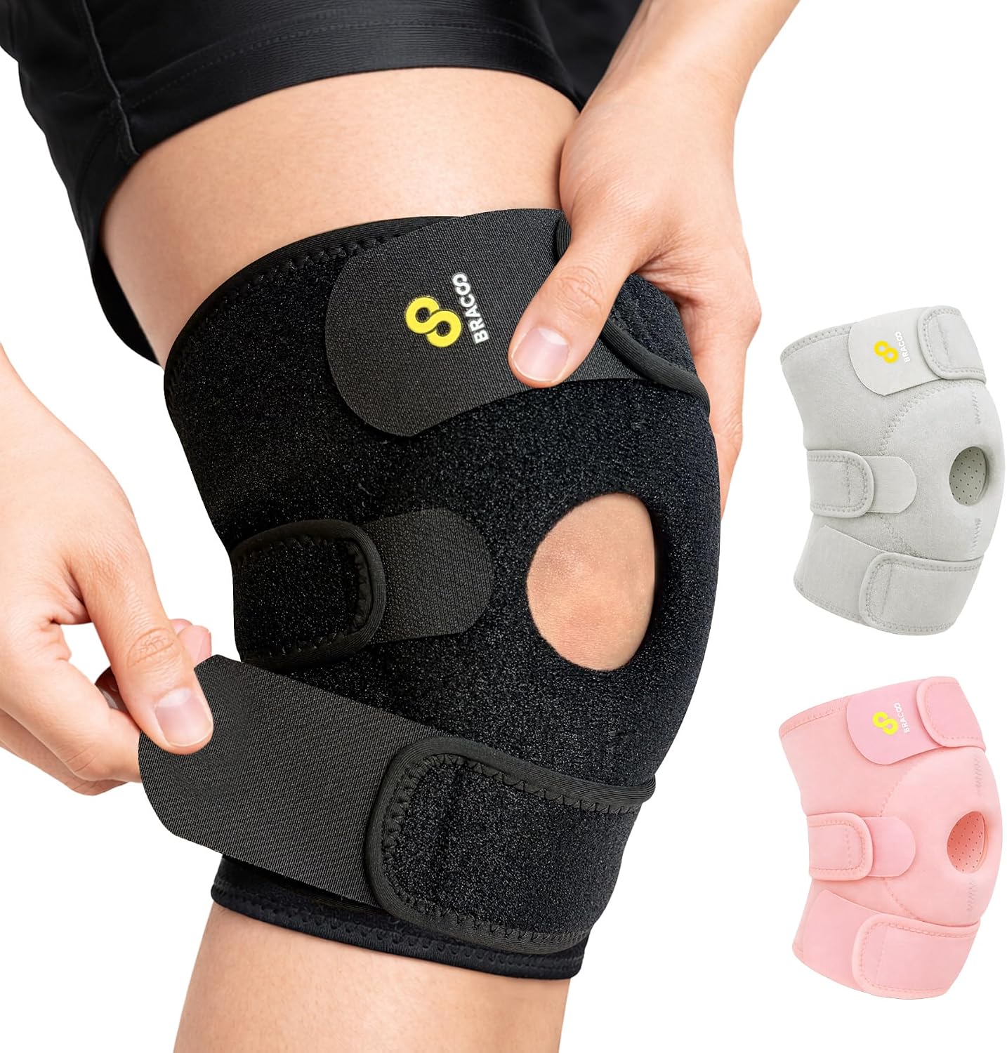 BRACOO Knee Patellar Pad Support for Men & Women – Adjustable Compression Tendon Sleeve Brace for Arthritis, Runner's Knee, Running, Gym, Football, KS10