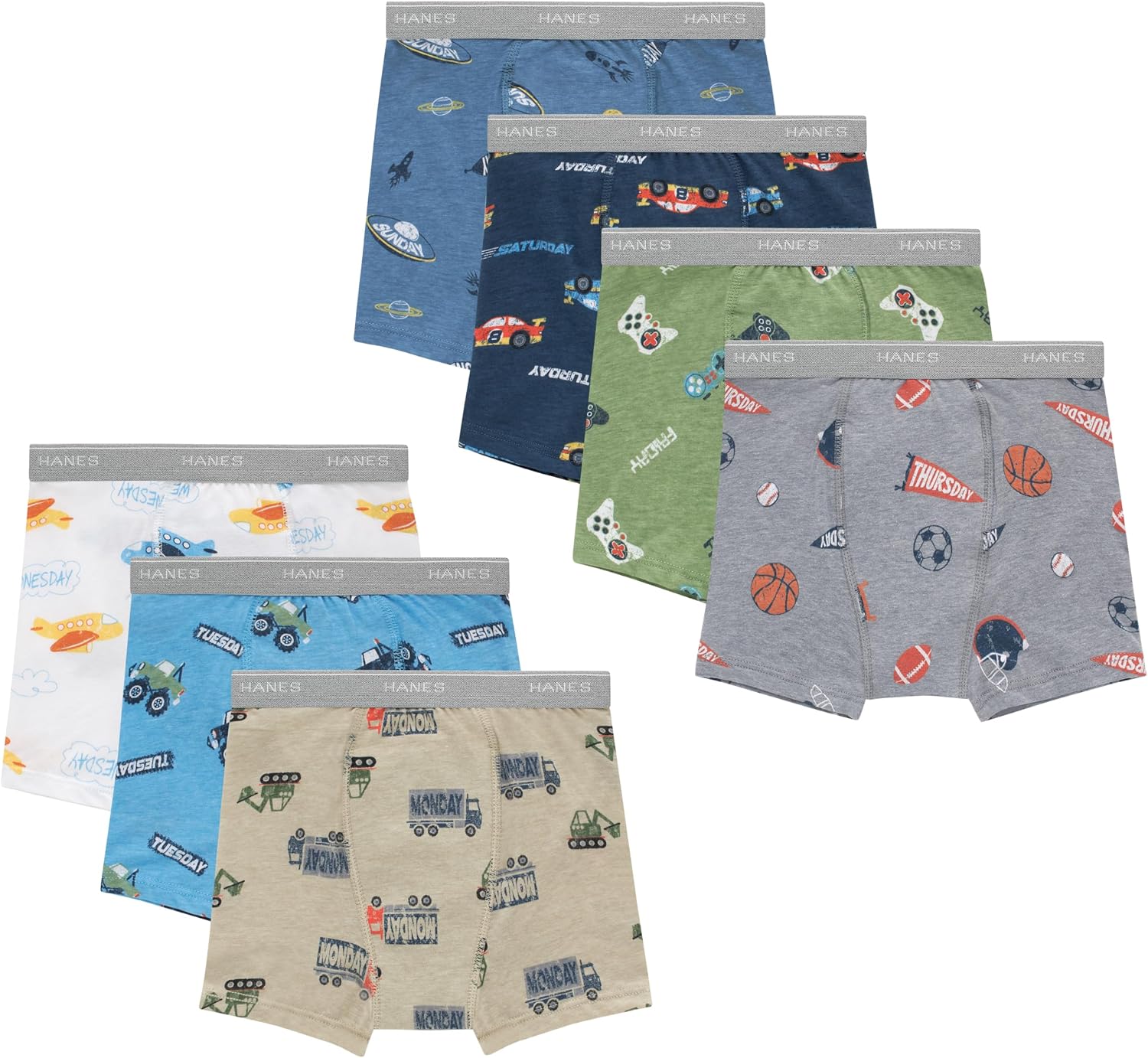 Hanes Trainer Boxer Briefs for Toddlers, Light Leaks Potty Training Underwear for Boys, 6 Or 7-Packs