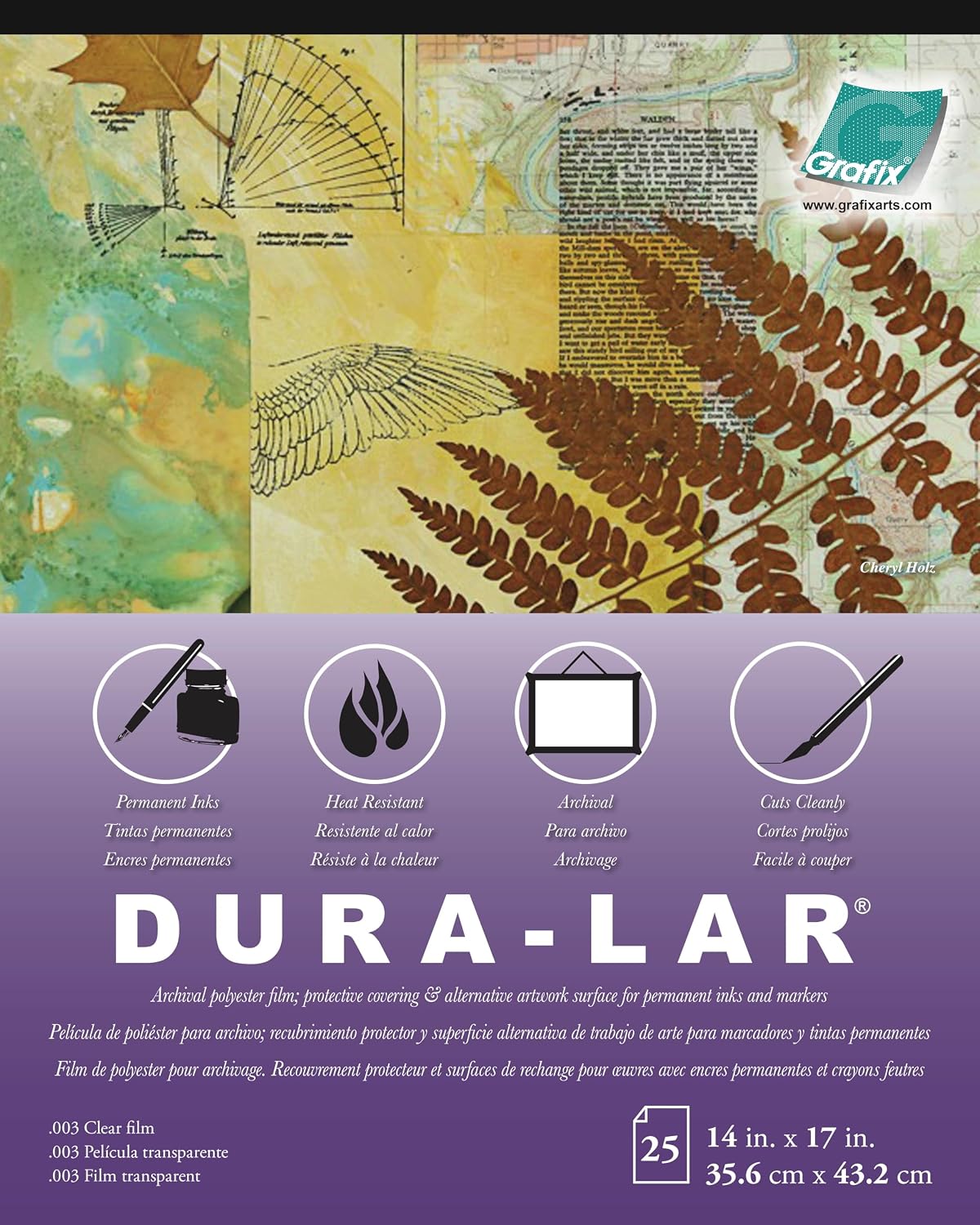 Grafix Dura-Lar Film, .003 in, Ultra Clear Glossy, 14 x 17 in, Pad