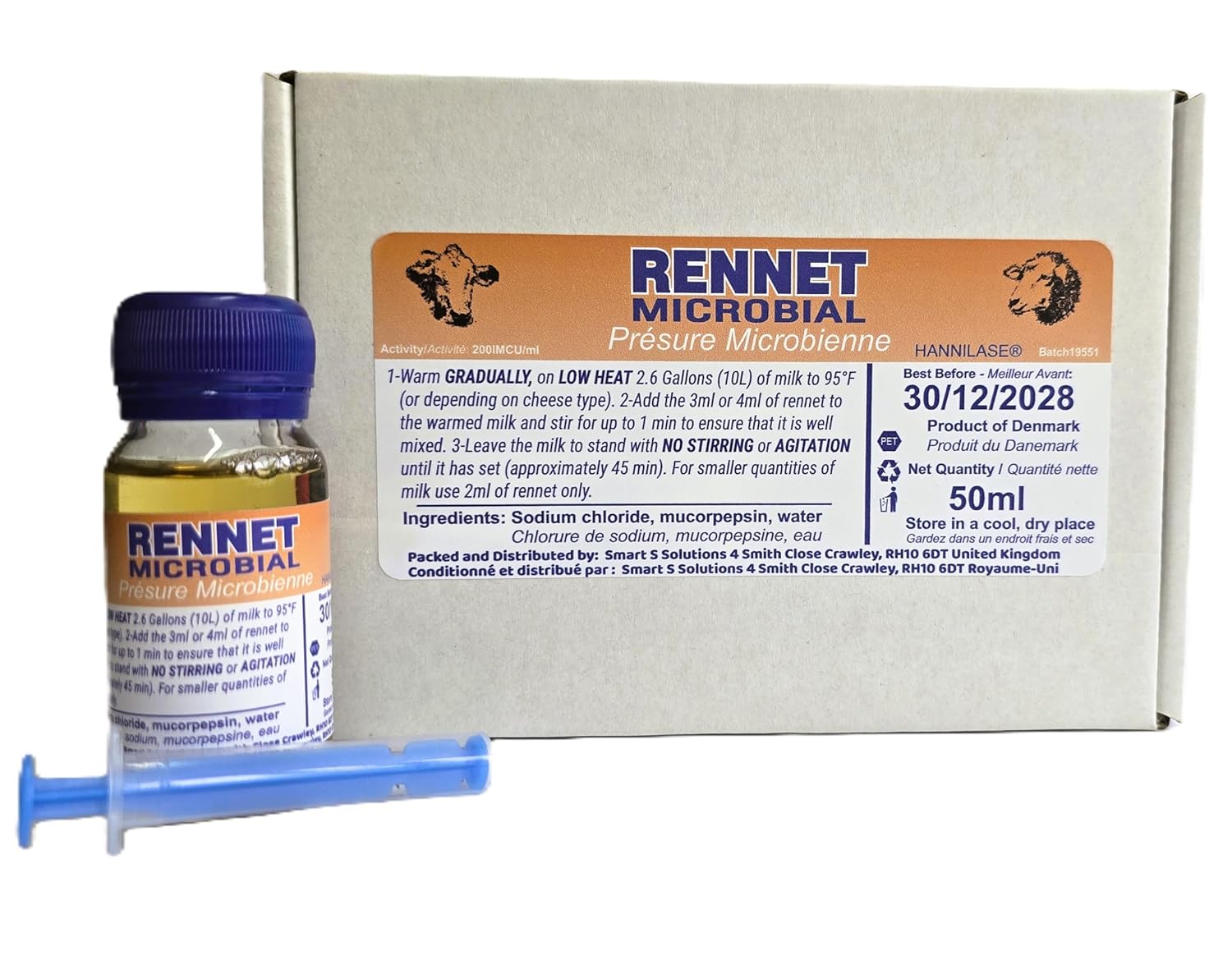 Liquid Rennet - Vegetarian Rennet for Cheese Making 50ml Microbial Coagulant