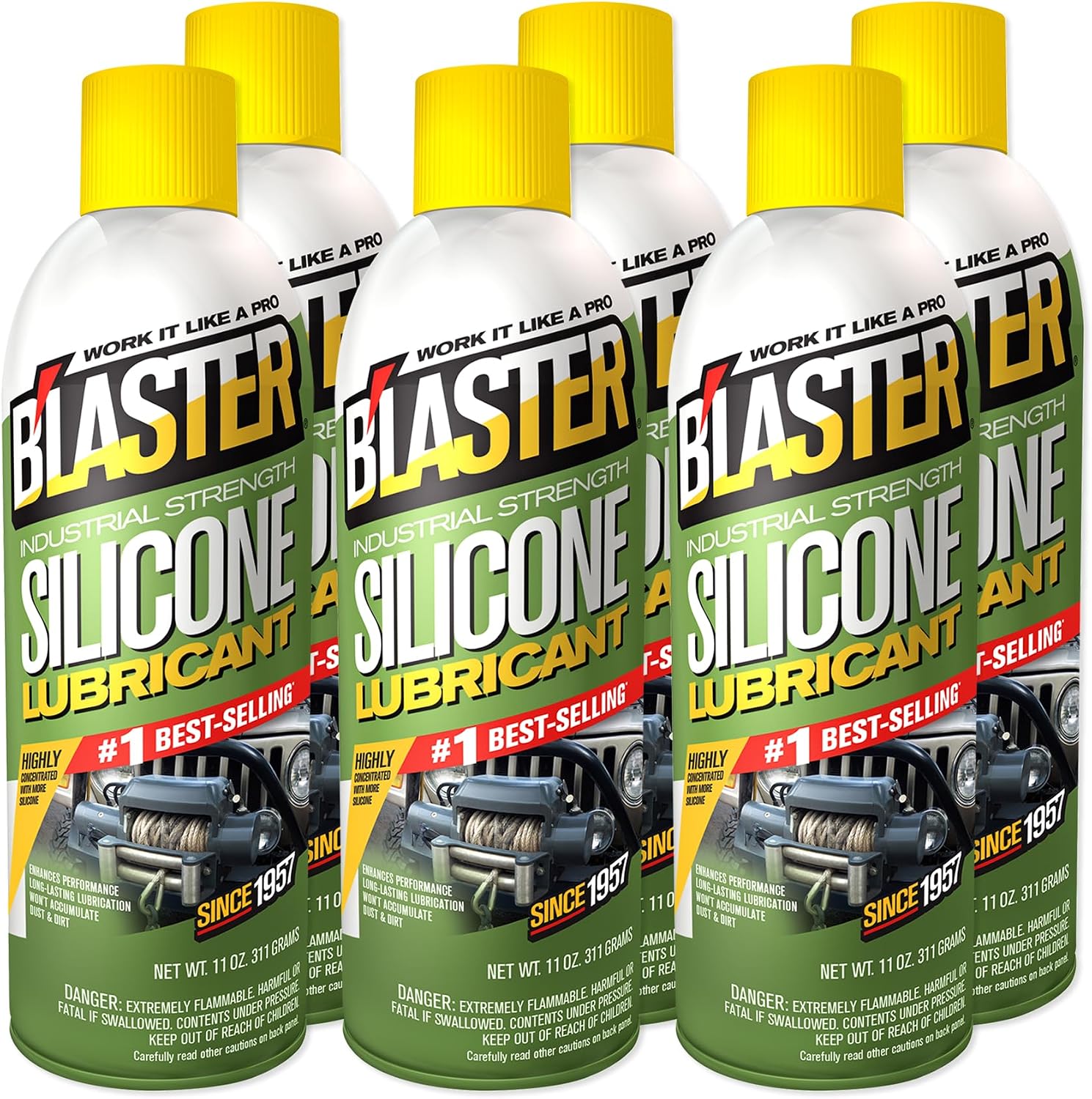B’laster Silicone Lubricant Spray – Non-Staining Silicone Spray for Metal Parts – Long-Lasting Protection, Reduces Friction & Wear – Works on Metal, Rubber & Plastic – 11 oz (Case of 6)
