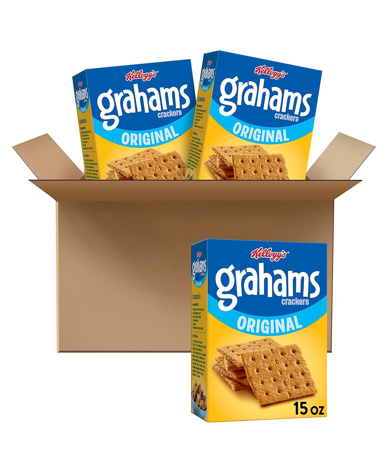 Kellogg's Grahams Crackers, Easy Snacks, Bulk Pantry Staples, Original, 45oz Case (3 Boxes)