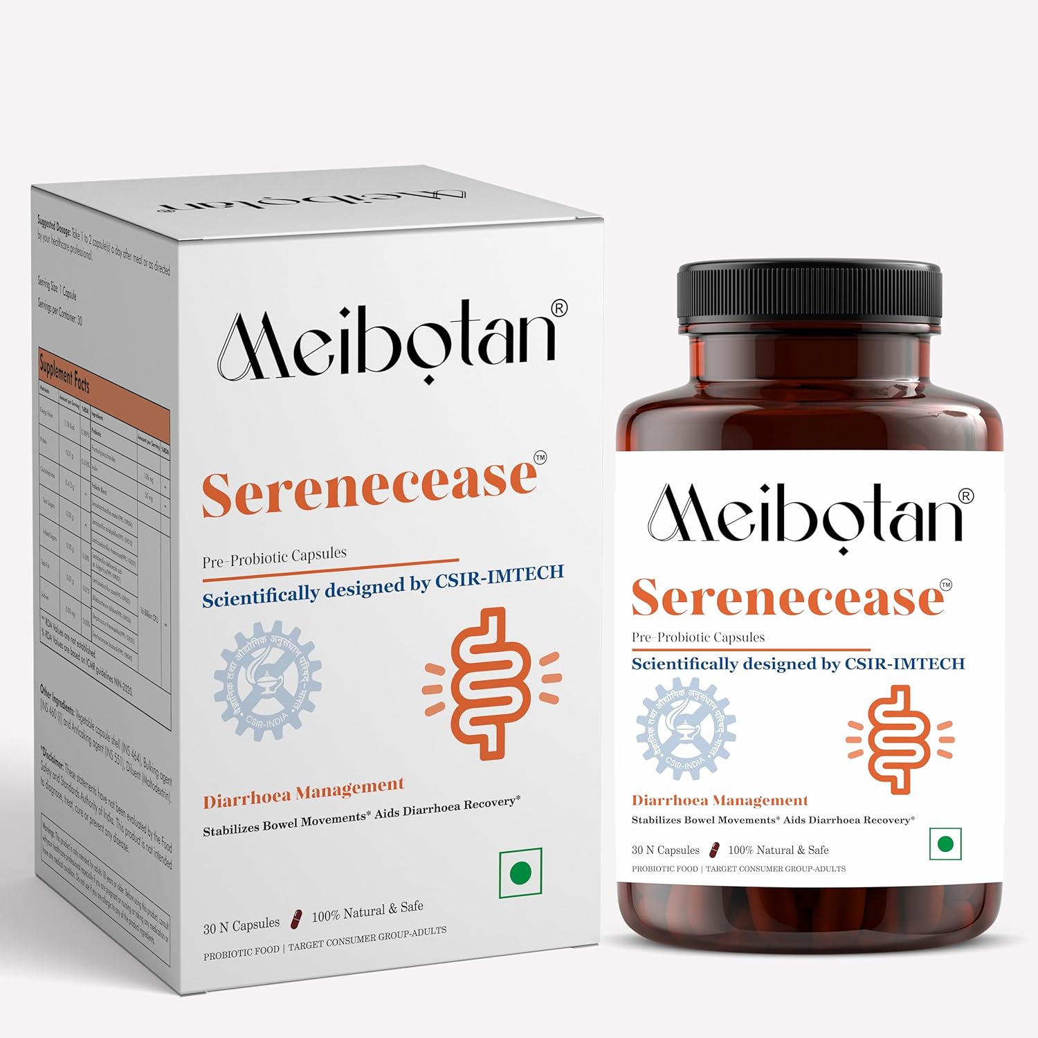 Serenecease Probiotics Diarrhoea Management Supplements Scientifically Designed by CSIR-IMTECH Control Diarrhoea Management 30 Veg Capsule (Men & Women)