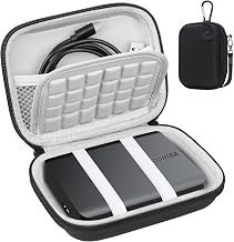 Lacdo Hard Drive Carrying Case for Toshiba Canvio Basics/Canvio Flex/Canvio Advance/Canvio Gaming Portable External Hard Drive 1TB 2TB 3TB 4TB 2.5 inch HDD Shockproof Travel Bag, Black+Gray