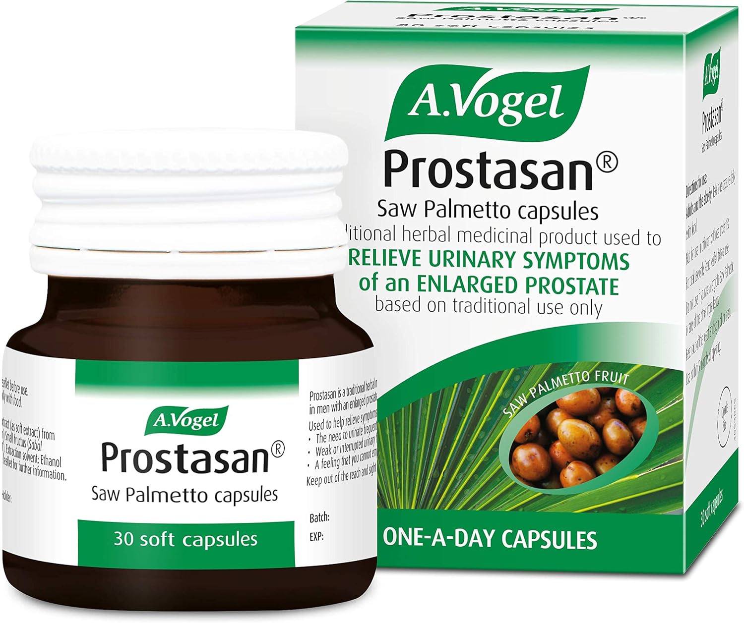 Saw Palmetto Capsules | A.Vogel Prostasan® | Prostate supplement for men | Relieve Urinary Discomfort in Men with BPH | 1 Months Supply | 30 capsules