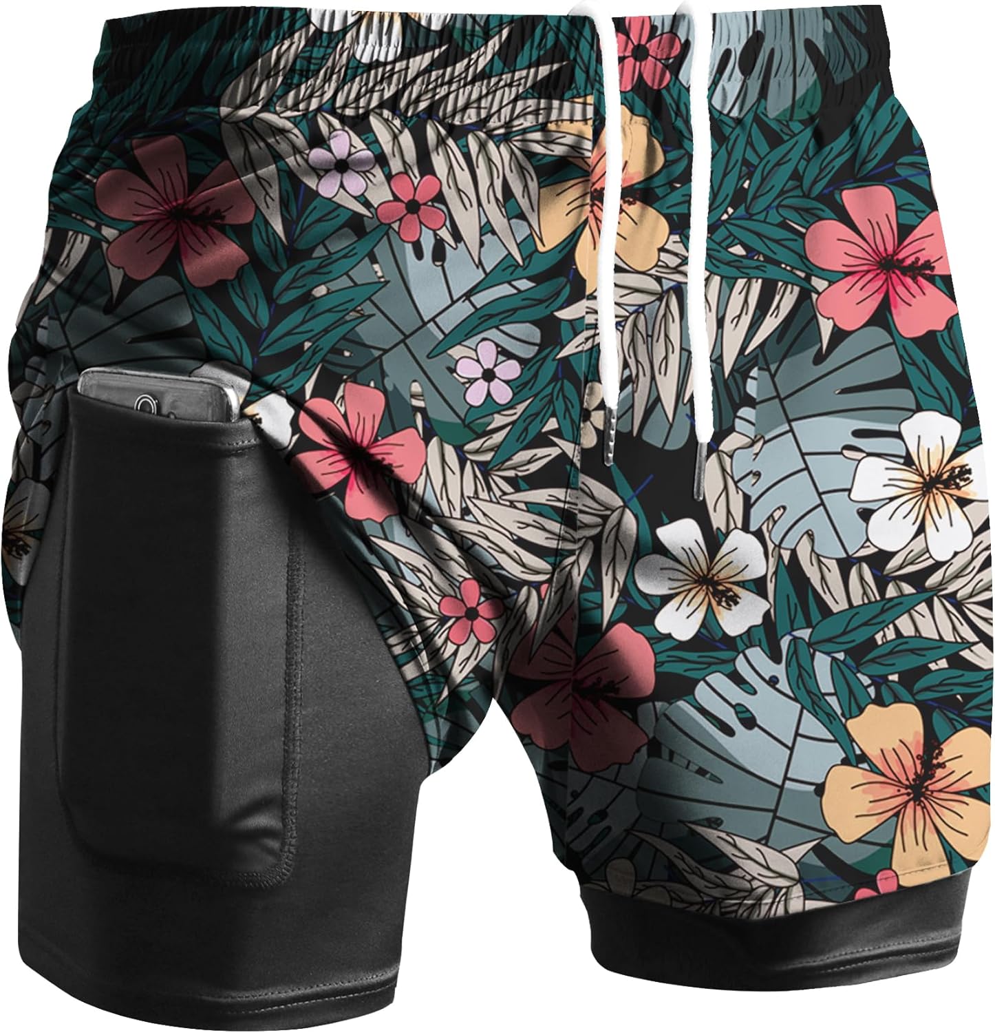 Viisendy Pro Men's 2 in 1 Running Shorts Workout Bodybuilding Training Shorts 3 Inch Outdoor Marathon Jogging Short Shorts