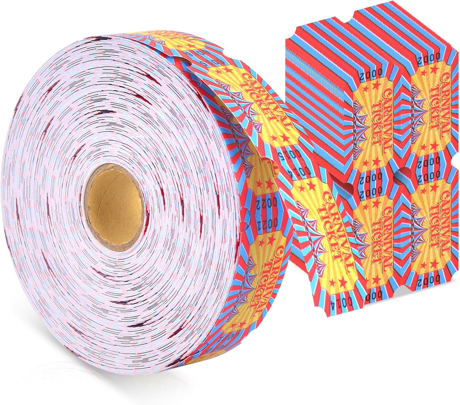 1000 Pieces Carnival Roll Tickets Raffle Tickets Single Roll Carnival Party Tickets Carnival Theme Party Decorations for Carnival Party (Carnival Tickets, 1000 Pcs)